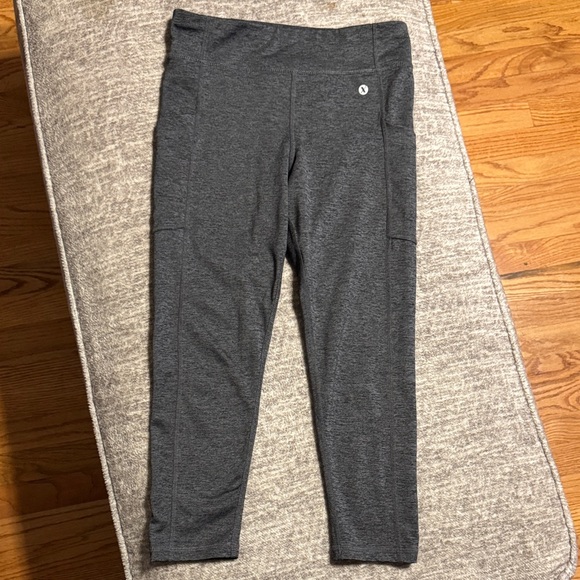 Xersion Girls Active Leggings Charcoal Dark Gray Large 14 Quick Dri Pockets - Picture 1 of 5